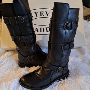 Steve Madden black leather Buck Boots